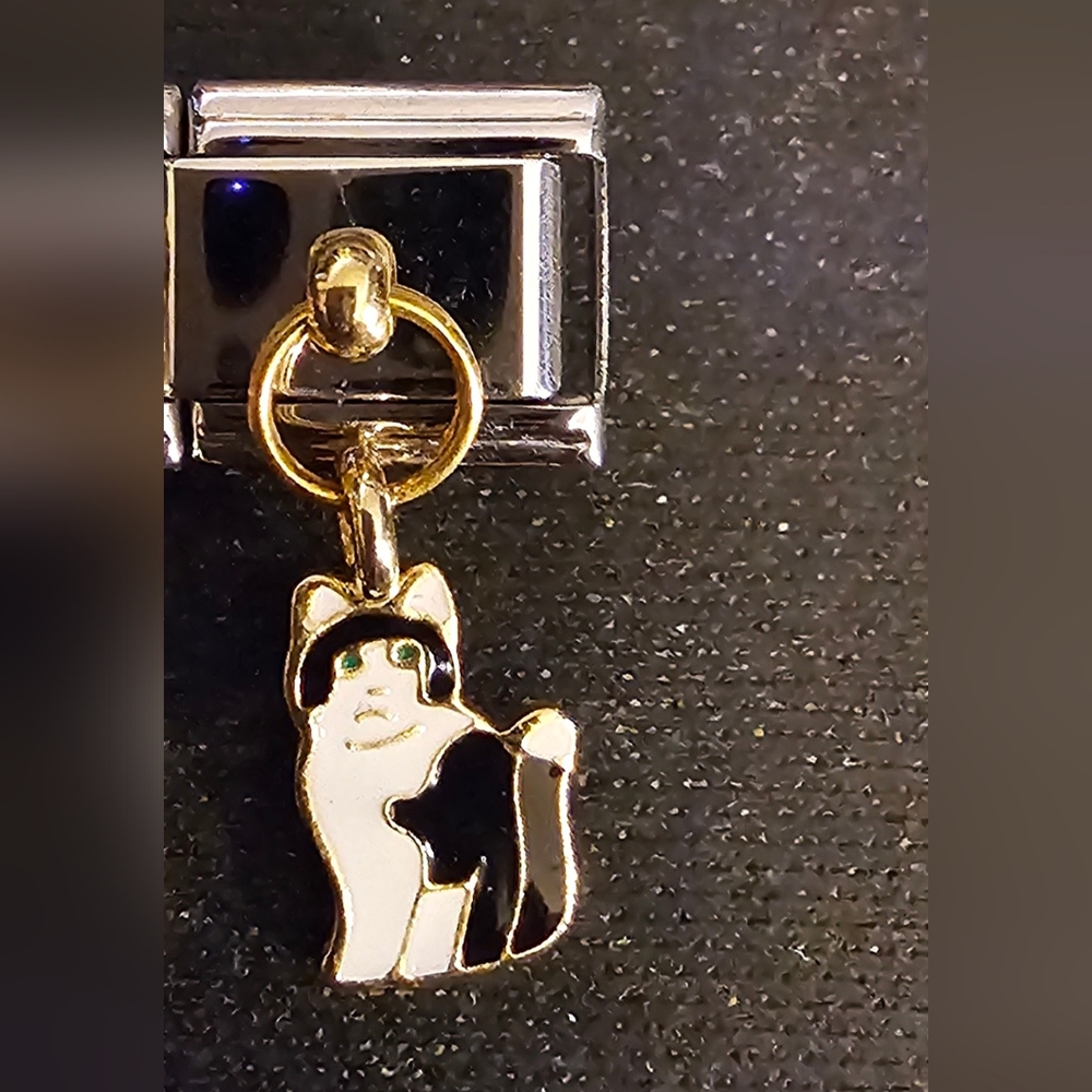 Adorable Little Dangle Cat Italian Charm